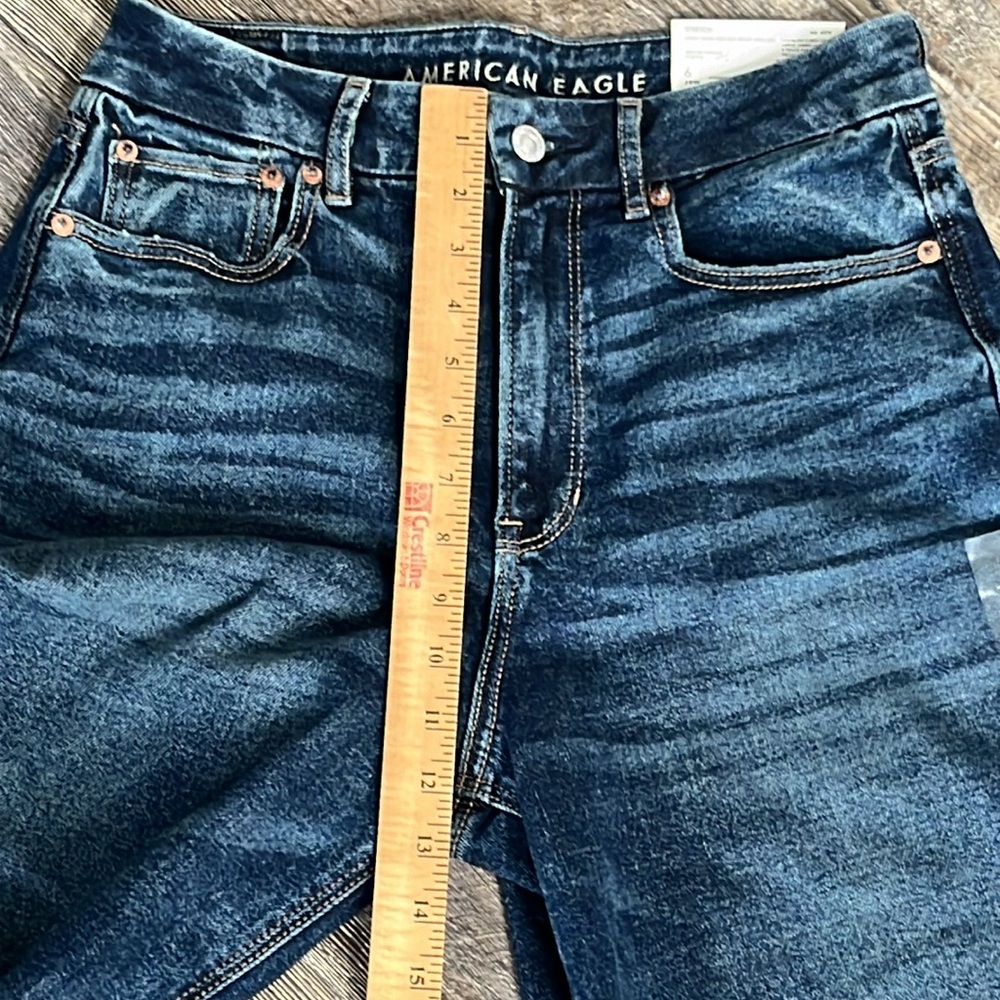 American Eagle Curvy Super High Rise Baggy Blue Women Jeans Size 28 / 6 New - Picture 8 of 11